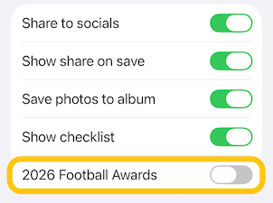 alt Football Awards Settings